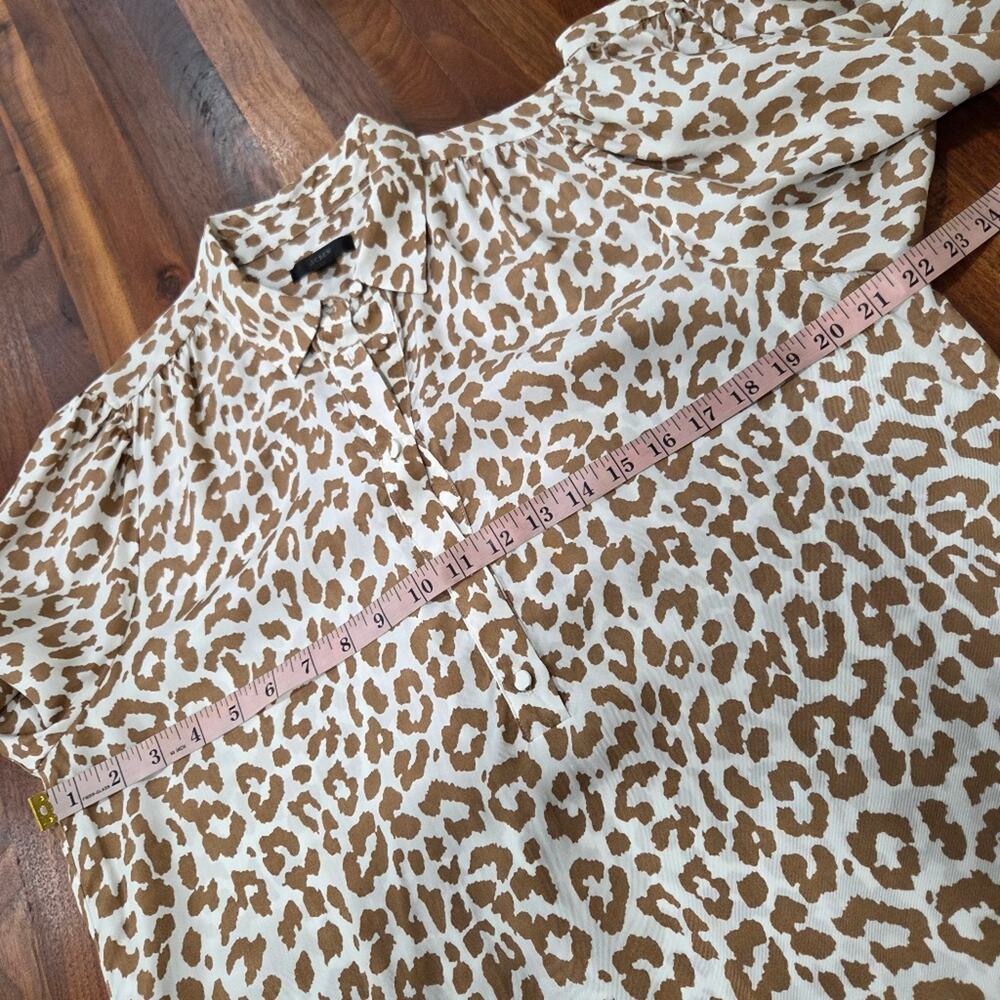 J. Crew Tie Waist Shirt Dress Bold Leopard Print Button-Up Maxi Dress Size 12 - Picture 12 of 12